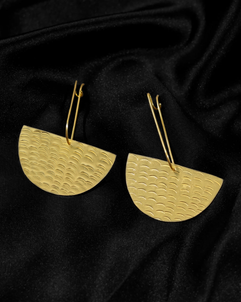 Textured Half Moon Drop Earrings