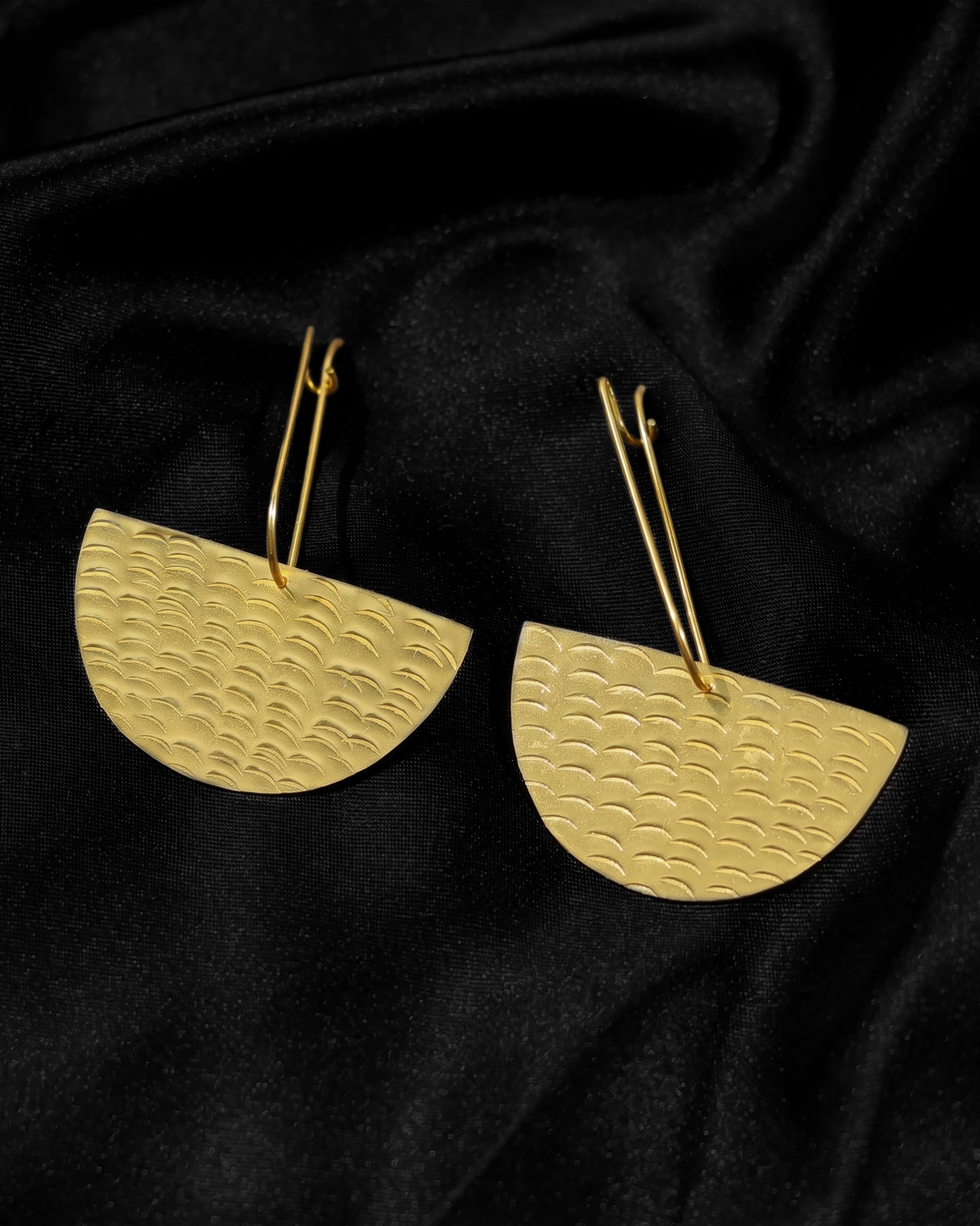 Textured Half Moon Drop Earrings