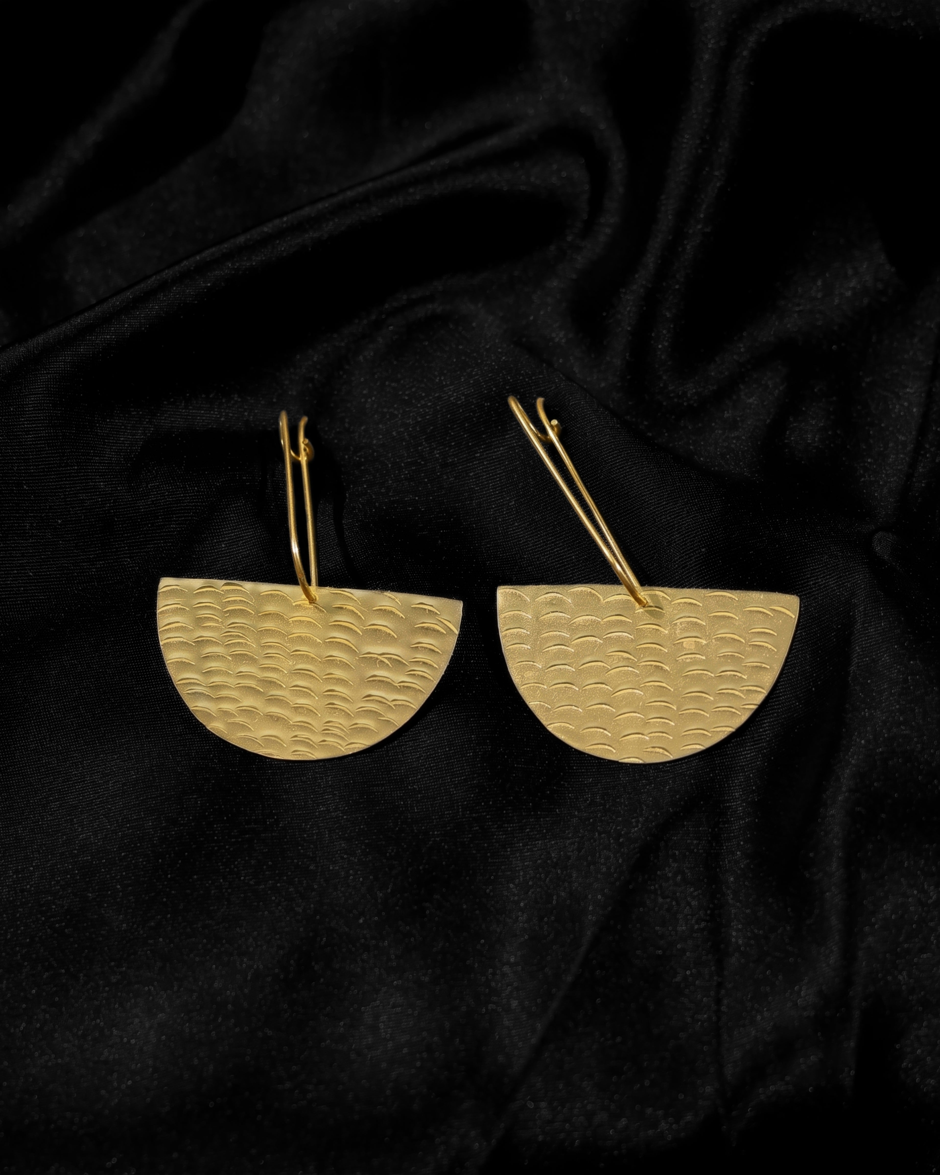 Textured Half Moon Drop Earrings