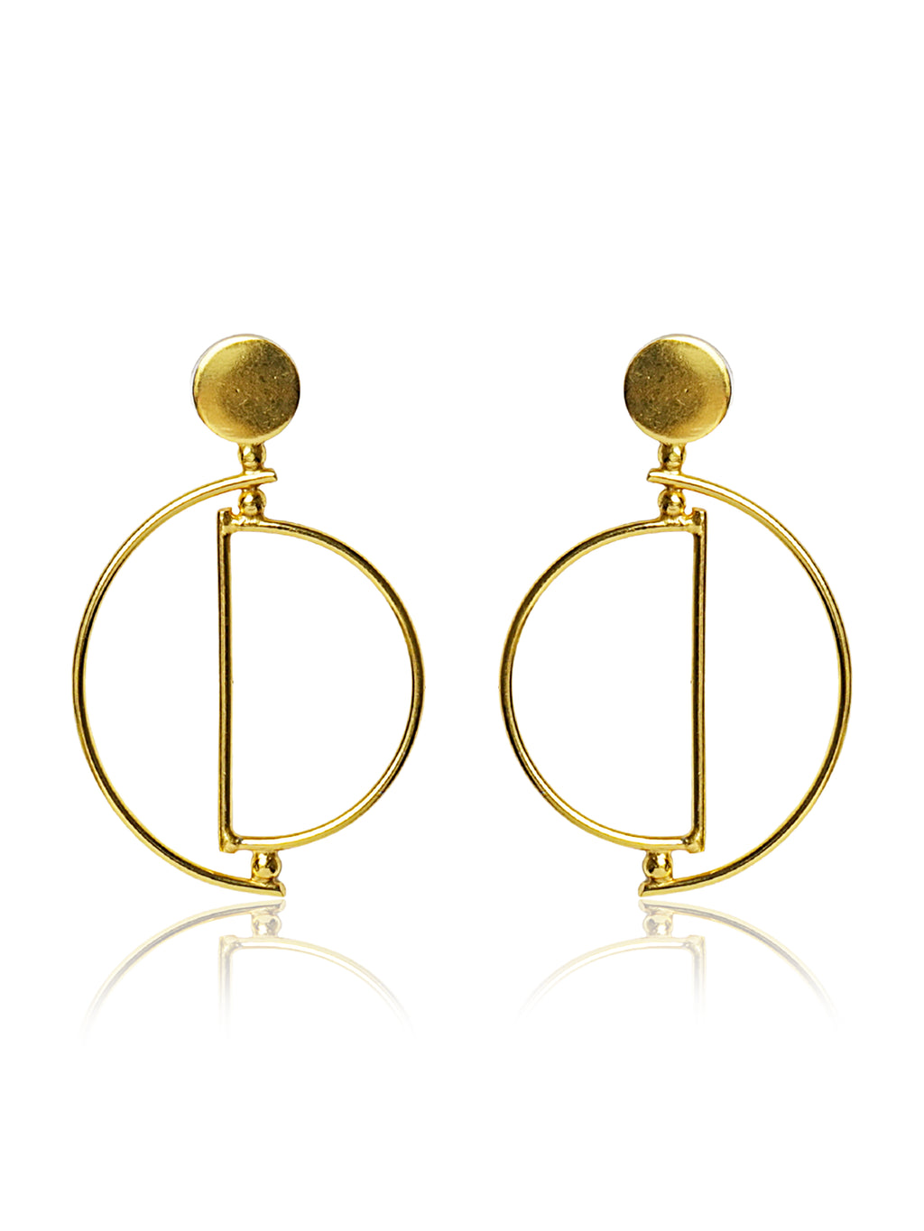 Geometric Double Circle Drop Earrings