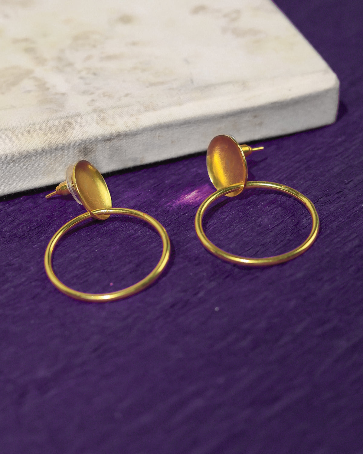 Oval Drop Hoop Earrings