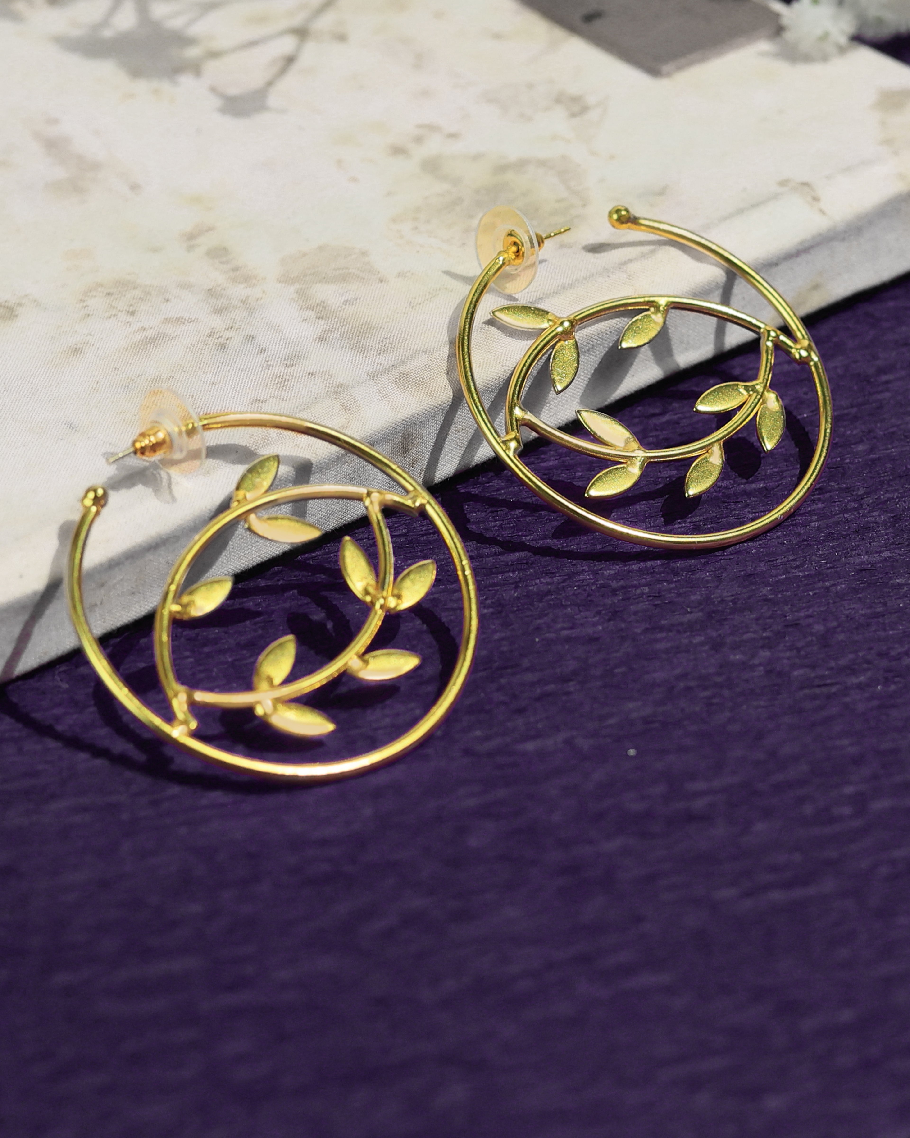 Leaf Vine Circle Earrings