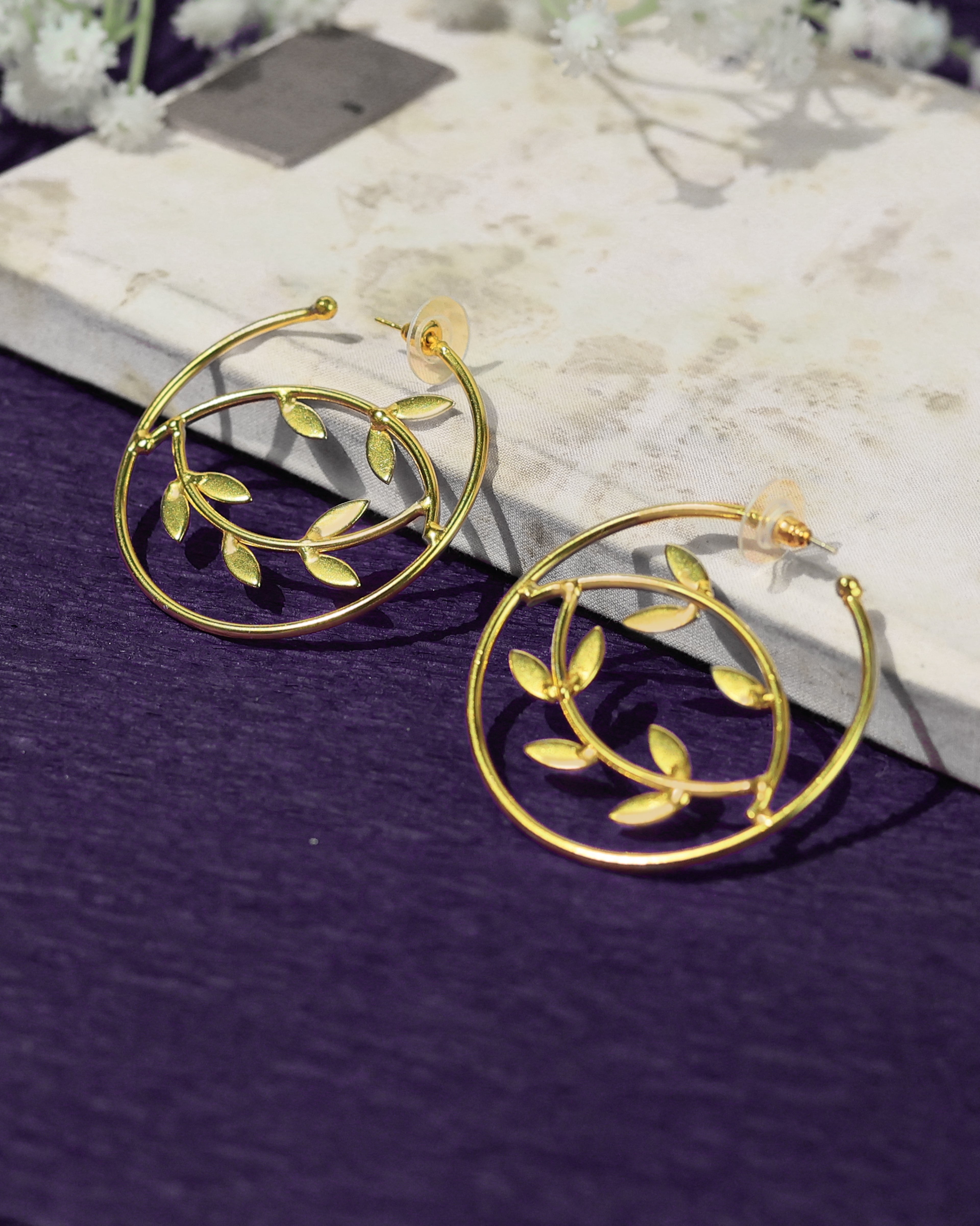 Leaf Vine Circle Earrings