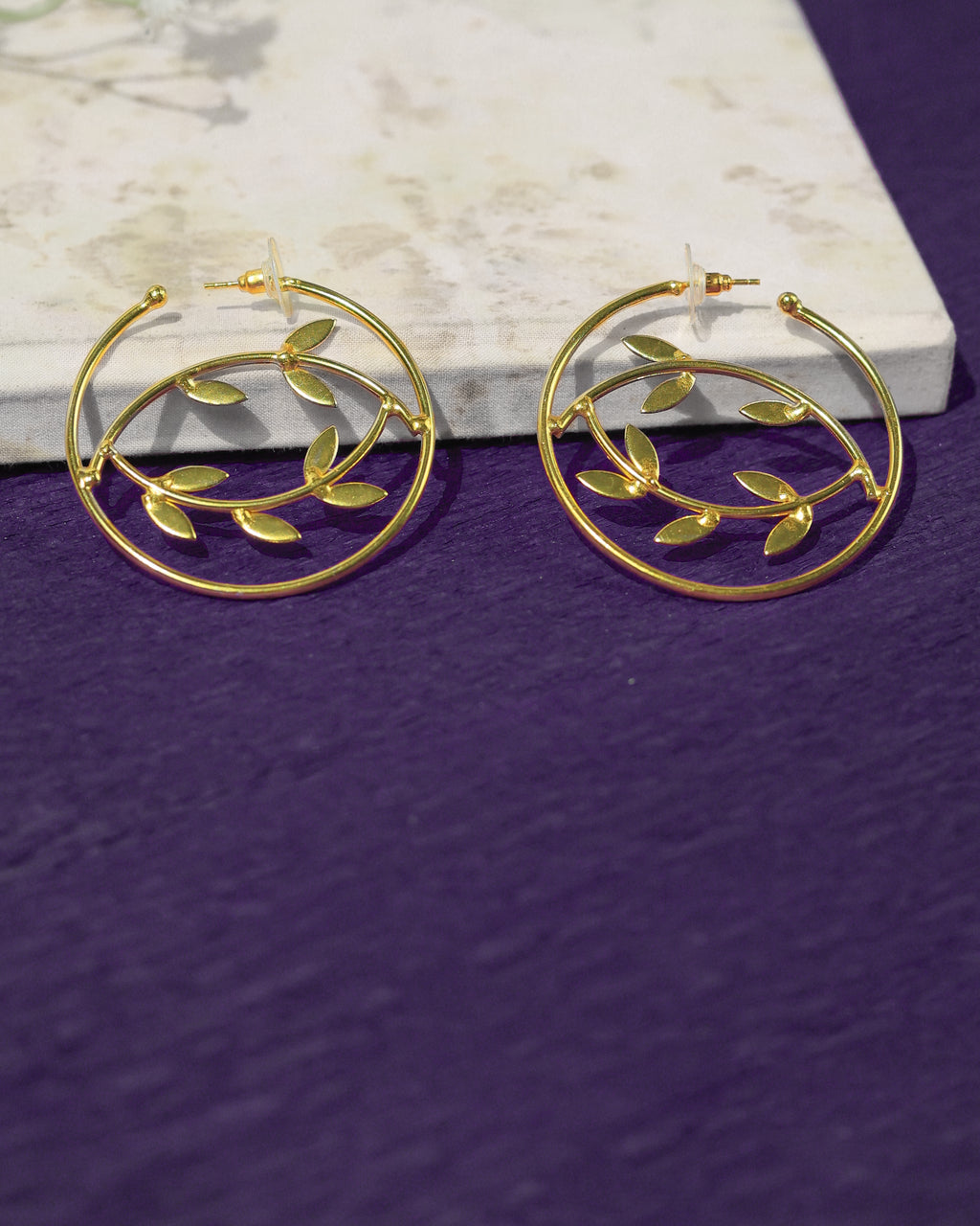 Leaf Vine Circle Earrings