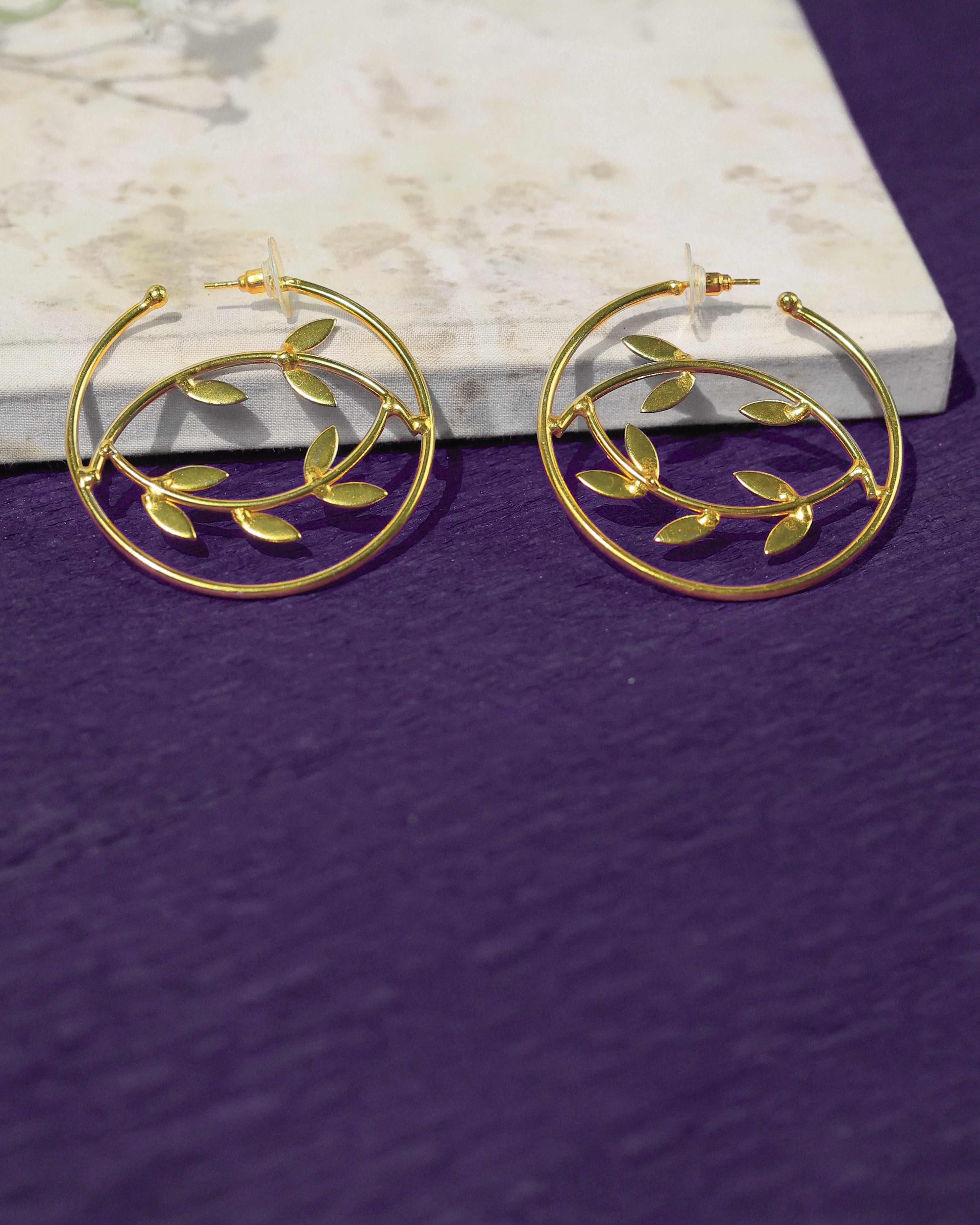 Leaf Vine Circle Earrings