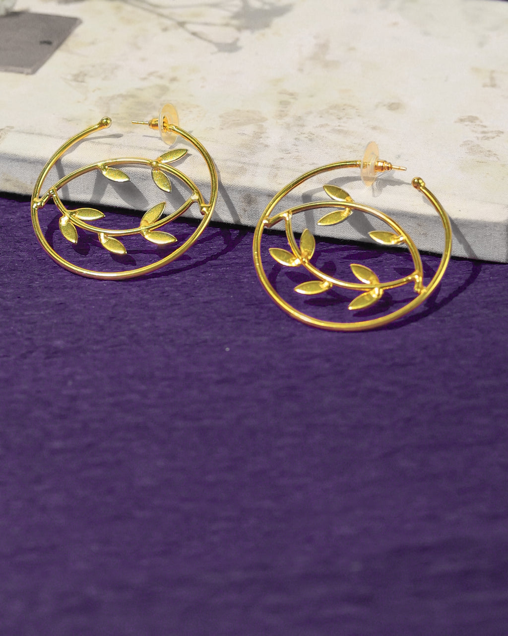 Leaf Vine Circle Earrings
