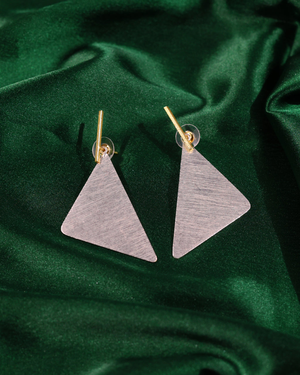 Brushed Triangle Stud Earrings