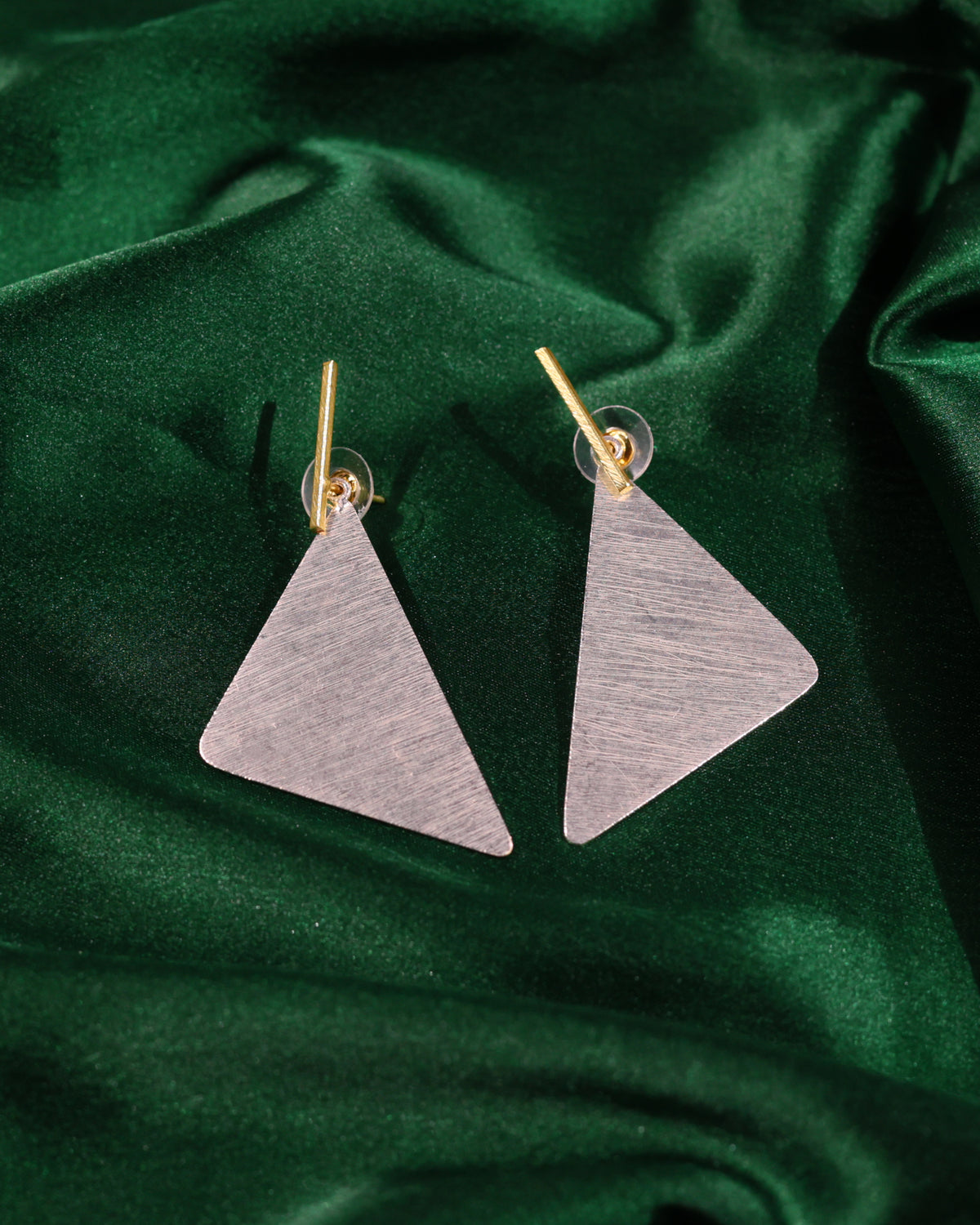 Brushed Triangle Stud Earrings