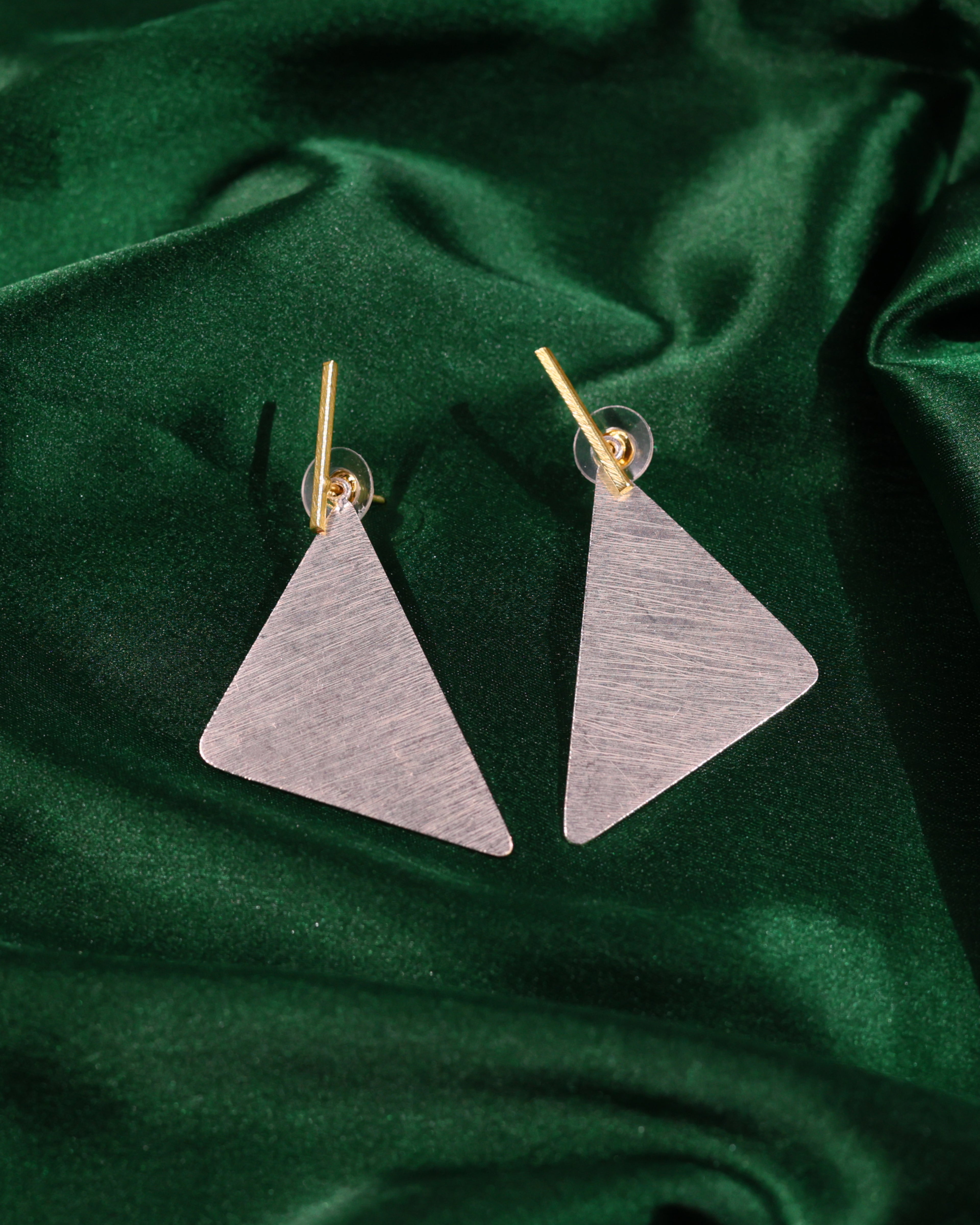 Brushed Triangle Stud Earrings