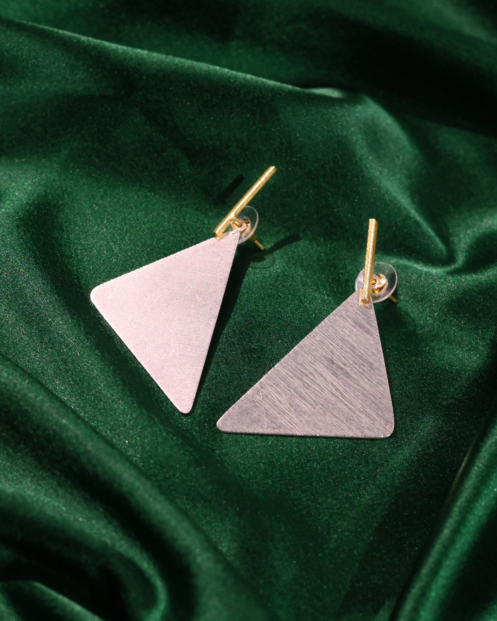 Brushed Triangle Stud Earrings