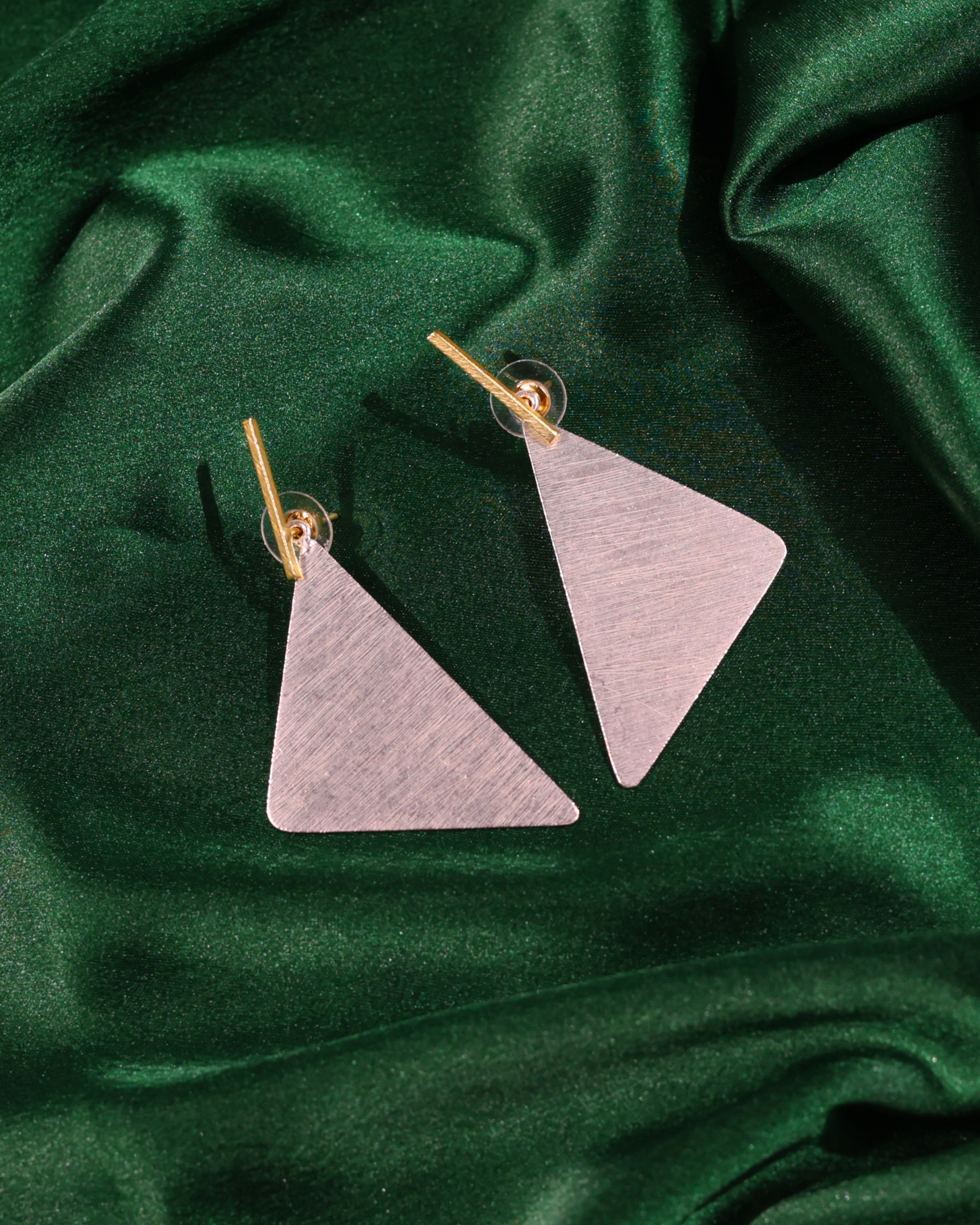 Brushed Triangle Stud Earrings