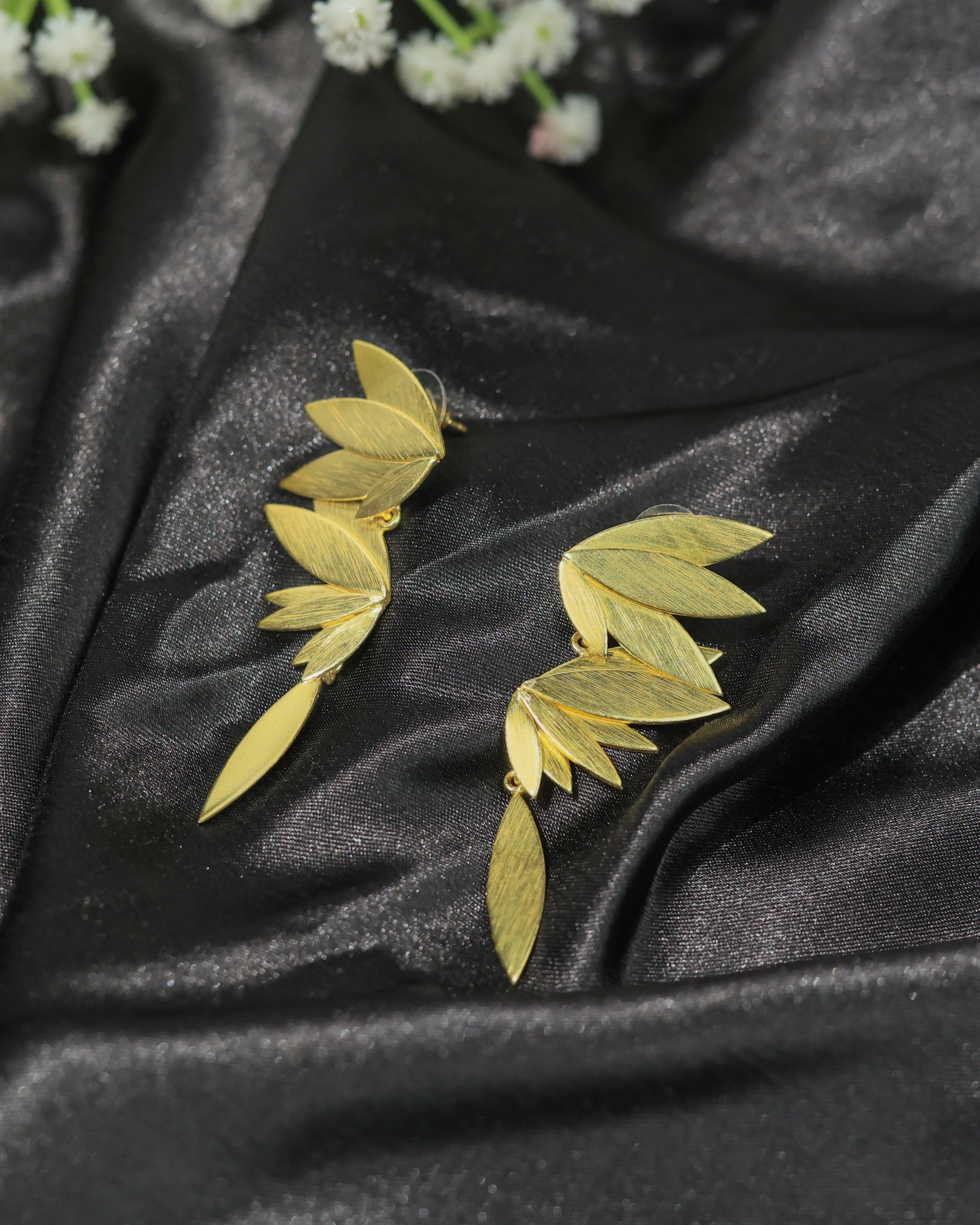 Double Leaf Drop Earrings