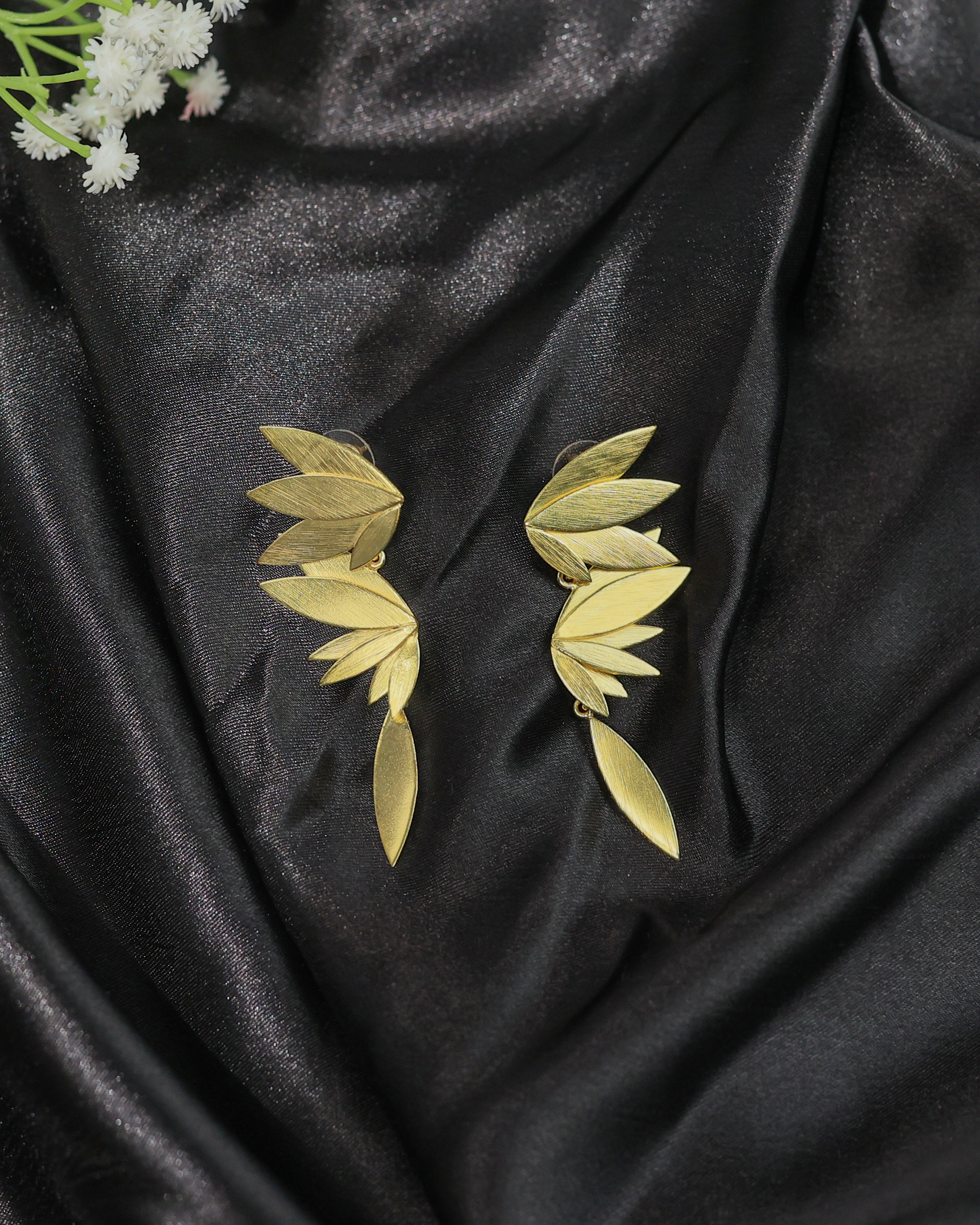 Double Leaf Drop Earrings