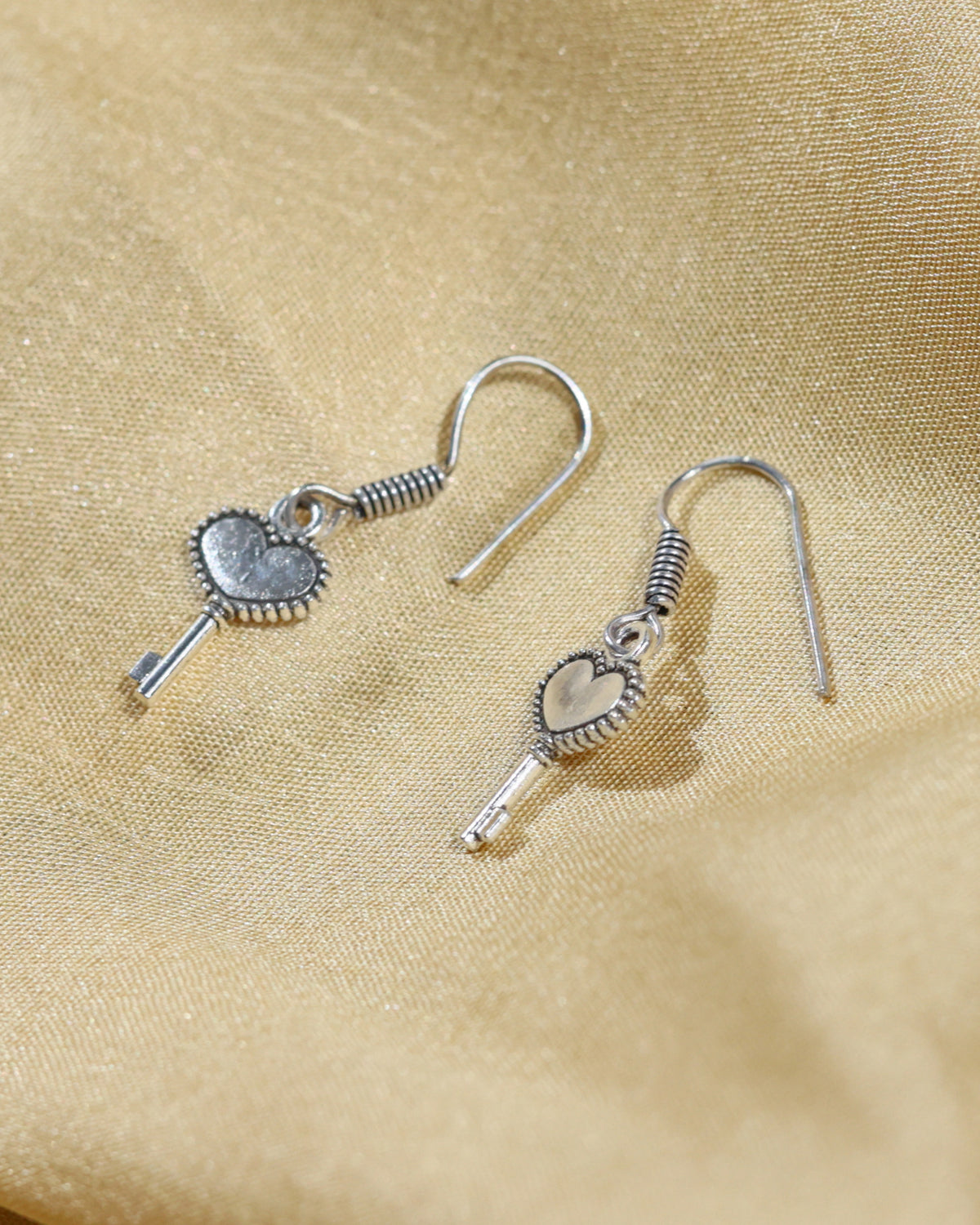 Heart and key Drop Earrings