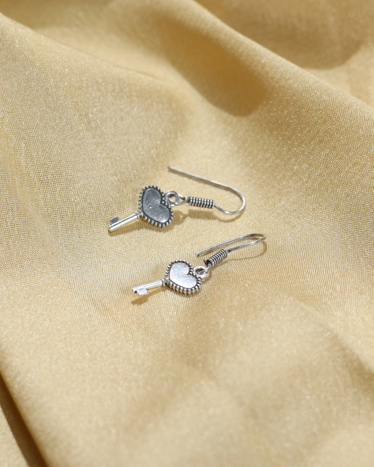 Heart and key Drop Earrings