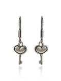 Heart and key Drop Earrings