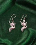 Silver Fox Motif Drop Earrings