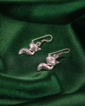 Silver Fox Motif Drop Earrings