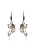 Silver Fox Motif Drop Earrings