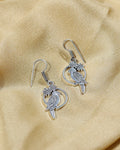 Oxidised Silver Bird Floral Drop Earrings