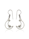 Crescent Moon Star Drop Earrings