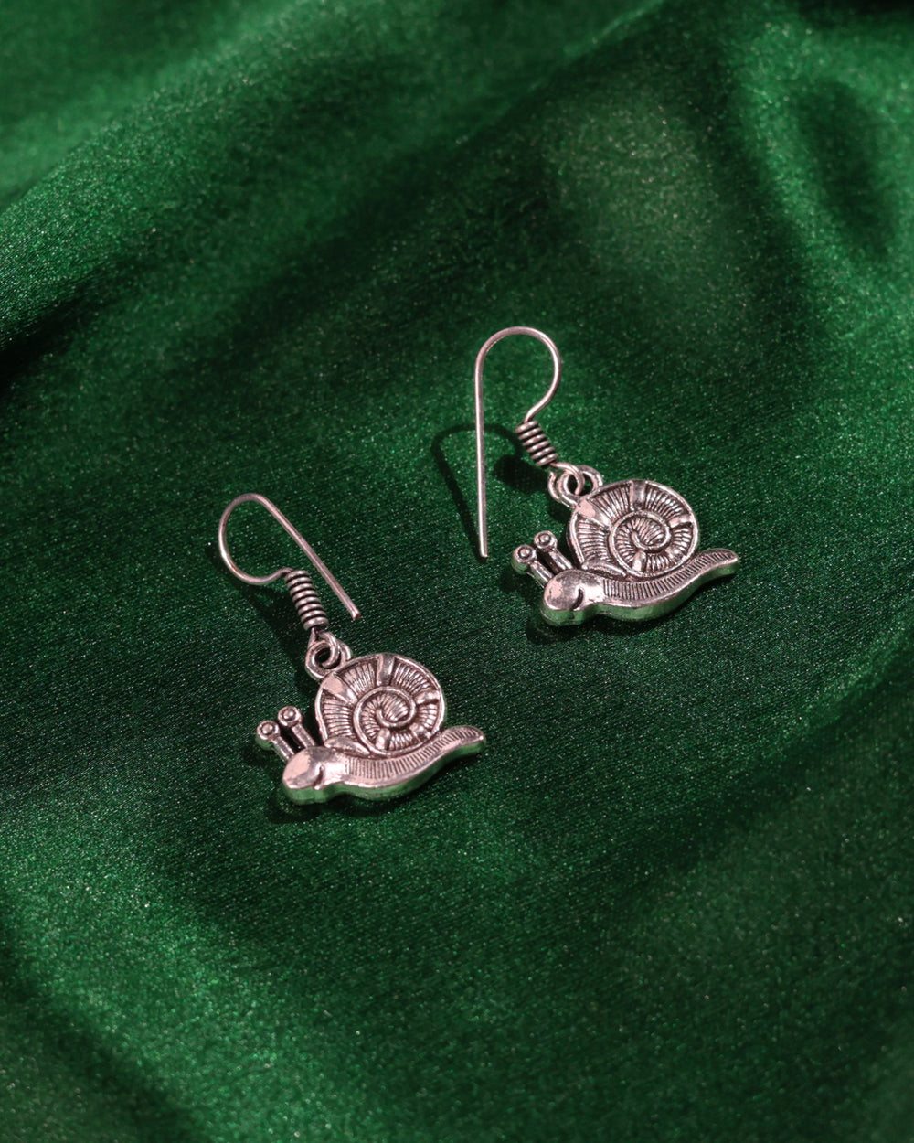 Oxidised Snail Drop Earrings