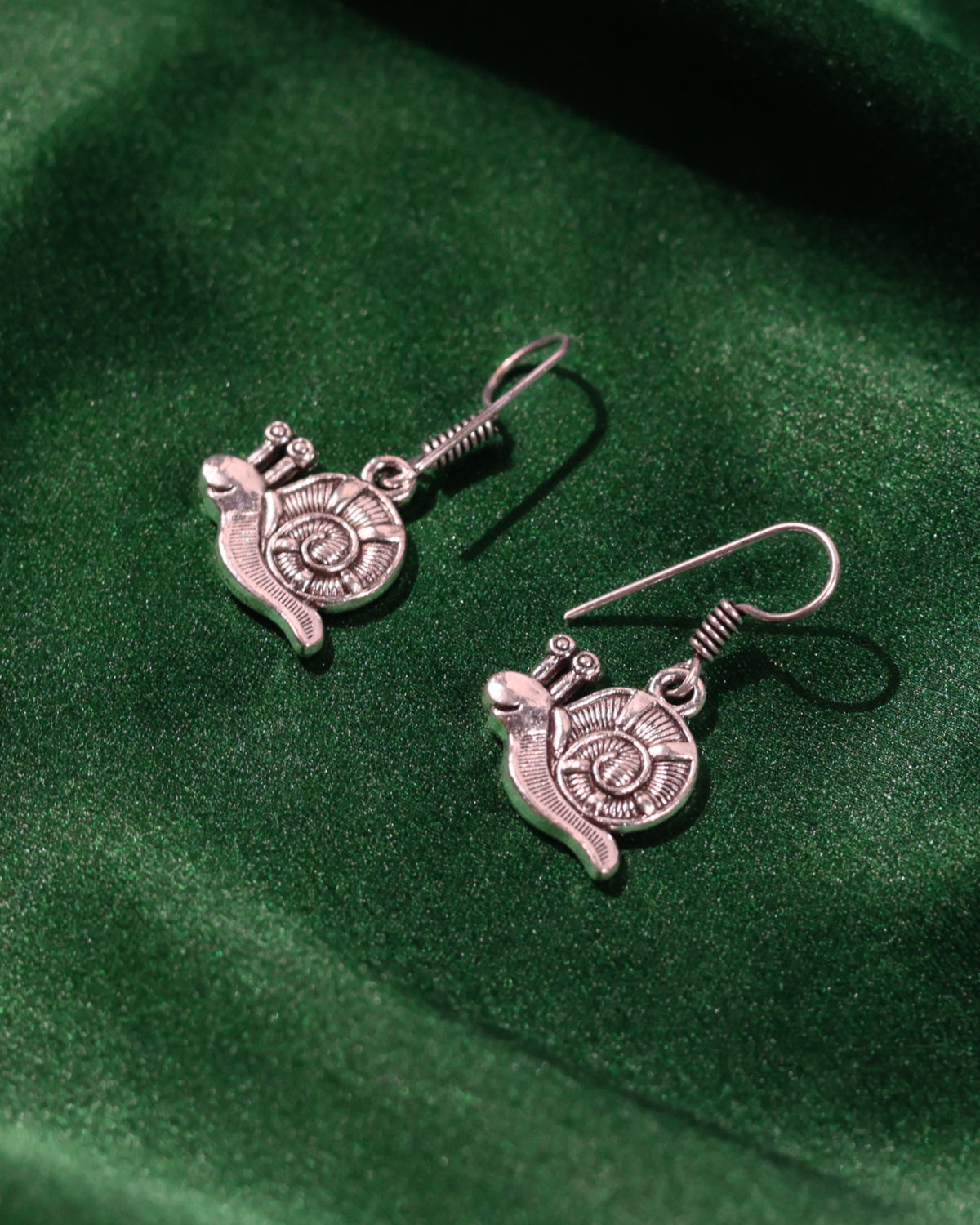Oxidised Snail Drop Earrings