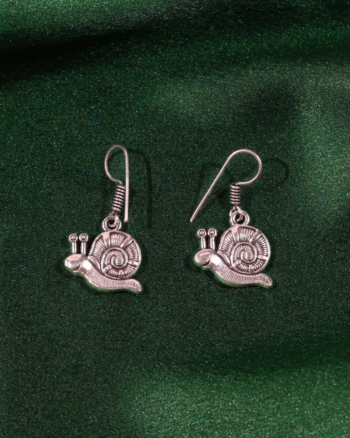 Oxidised Snail Drop Earrings