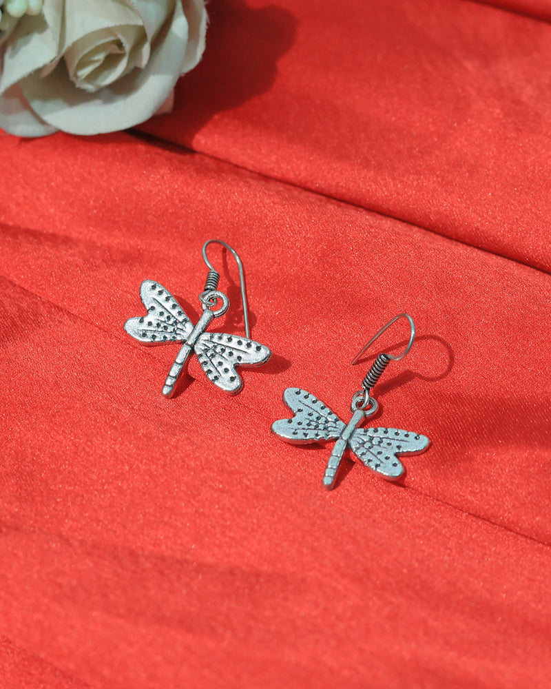 Detailed-Wing Butterfly Drop Earrings