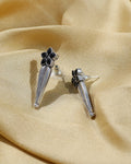 Black Floral Spike Stud Earrings