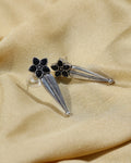 Black Floral Spike Stud Earrings