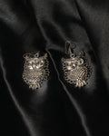 Oxidised Owl Drop Earrings