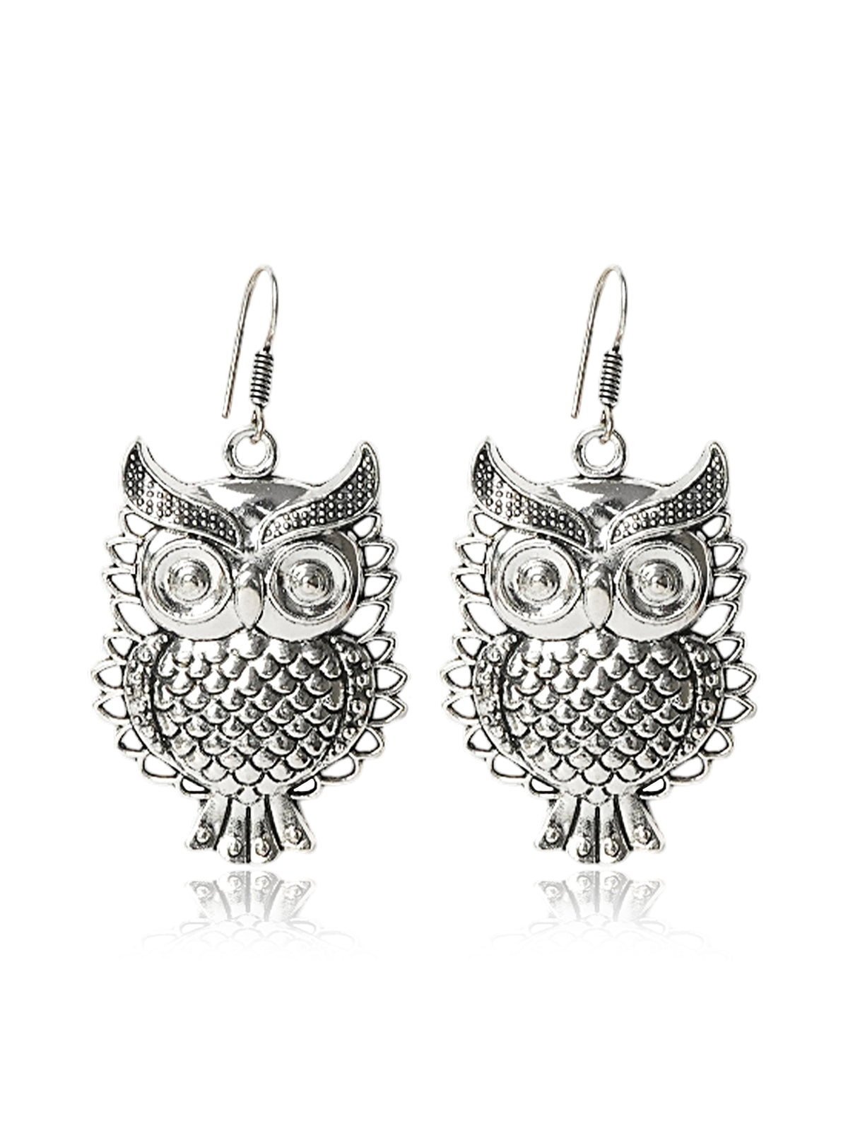 Oxidised Owl Drop Earrings