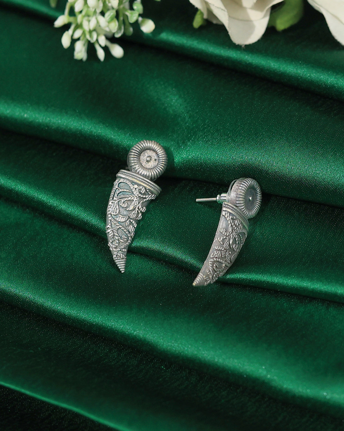 Oxidised Tribal Cone Stud Earrings