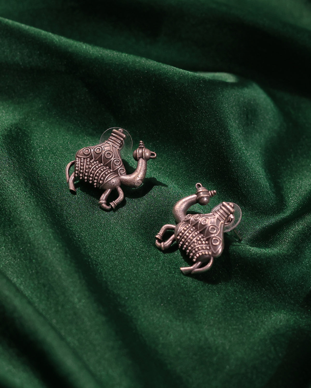 Oxidised Camel Stud Earrings
