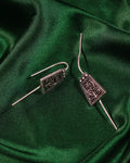Oxidised Floral Motif Thread Earrings