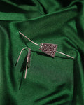 Oxidised Floral Motif Thread Earrings