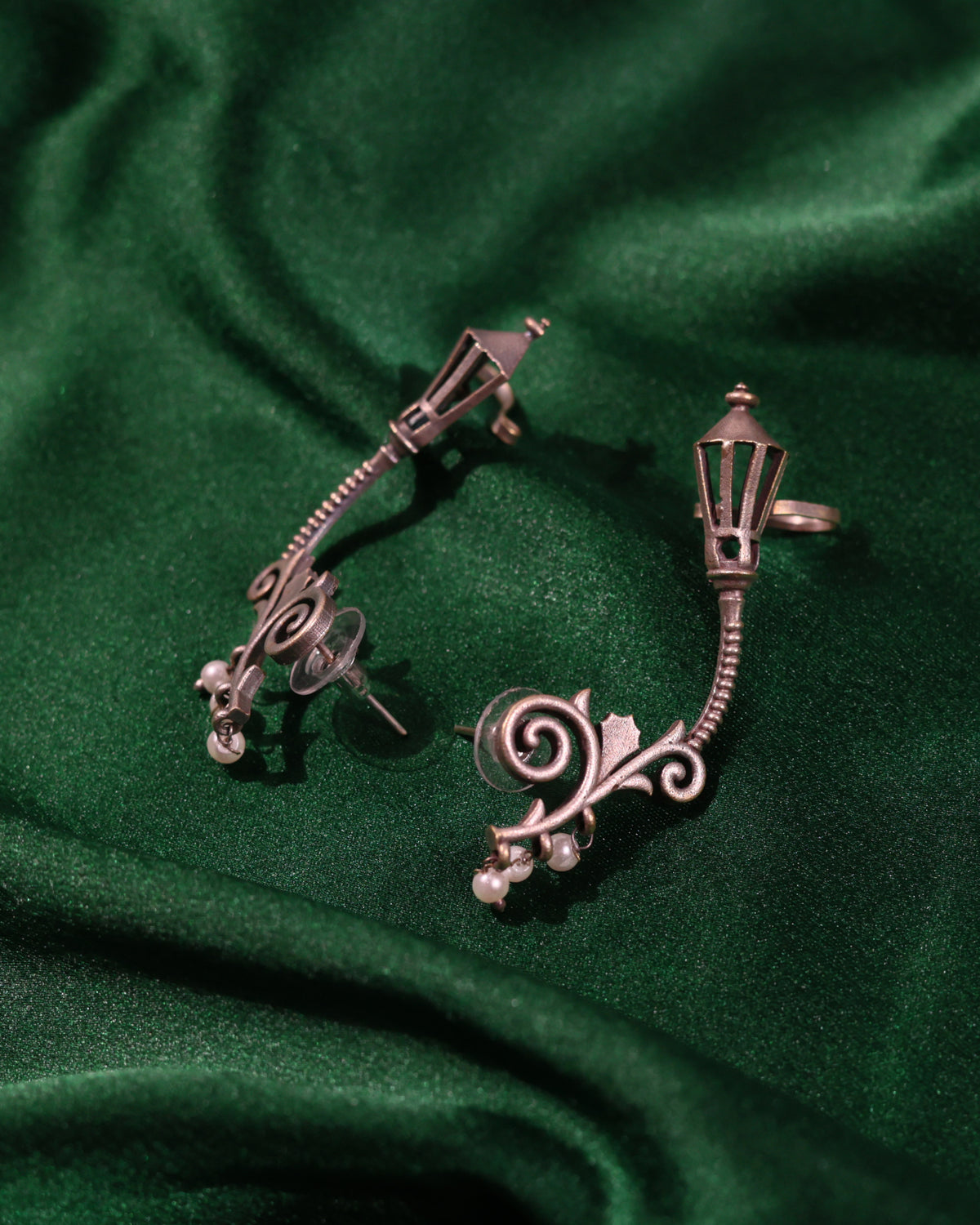 Lantern Motif Ear Cuff cum Stud Earrings