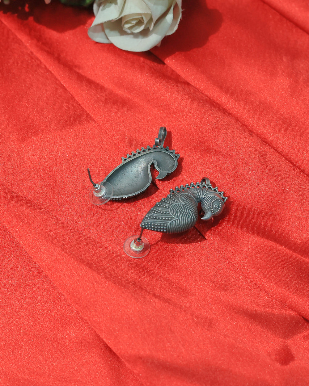 Peacock Paisley Stud with Ear Cuffs Earrings