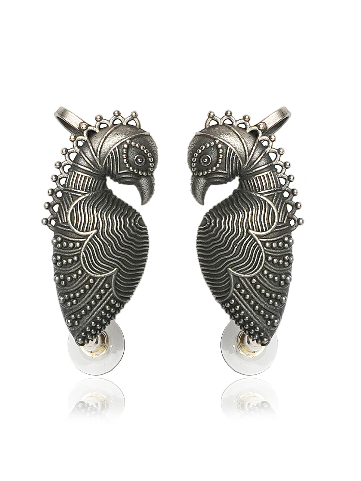 Peacock Paisley Stud with Ear Cuffs Earrings