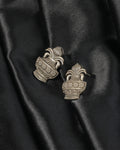 Oxidised Silver Floral Temple Stud Earrings