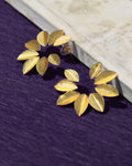 Golden Leaf Cluster Stud Earrings