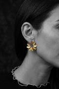 Golden Leaf Cluster Stud Earrings