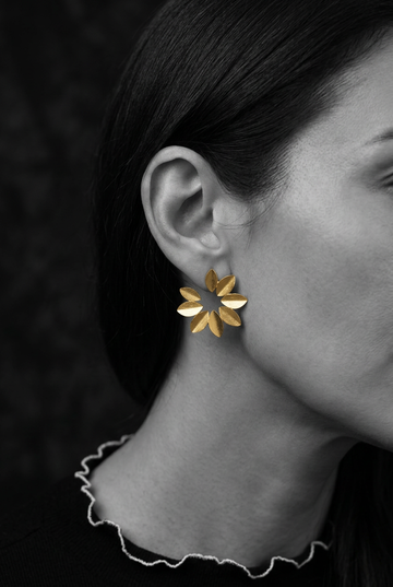 Golden Leaf Cluster Stud Earrings