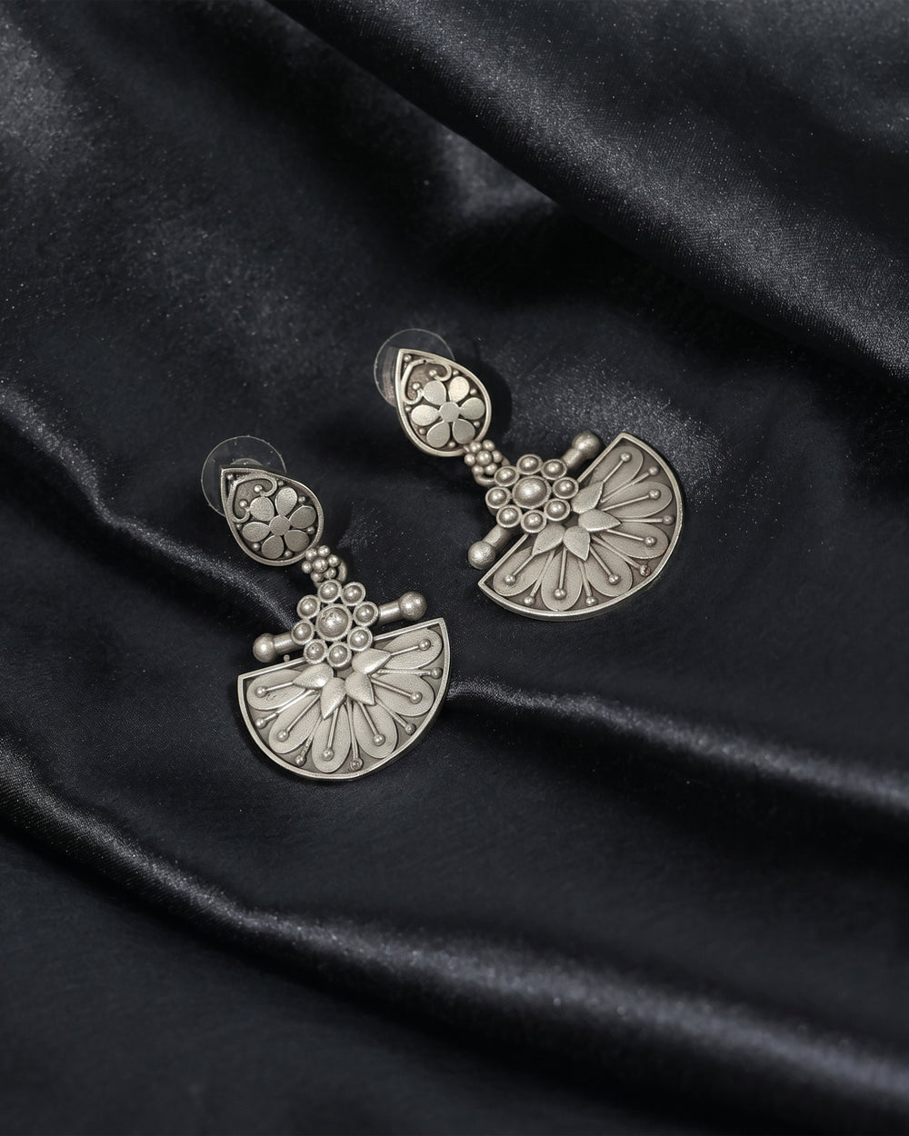 Floral Half Moon Drop Earrings