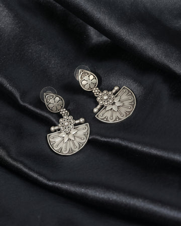 Floral Half Moon Drop Earrings