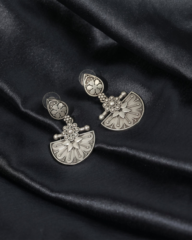 Floral Half Moon Drop Earrings