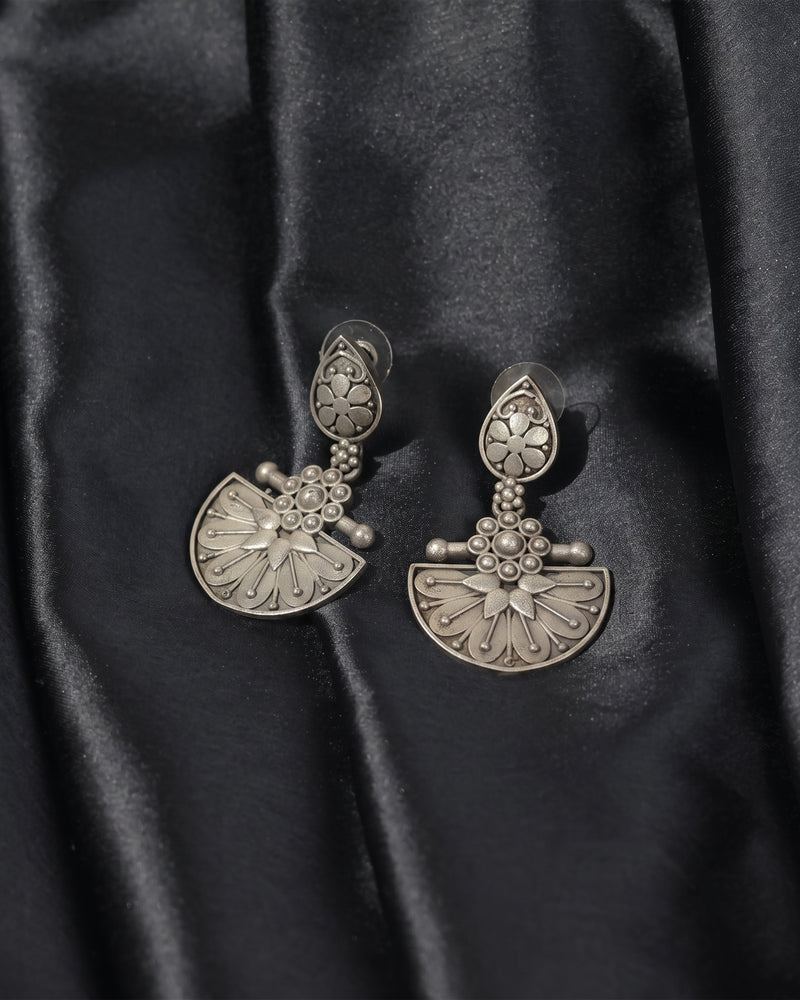 Floral Half Moon Drop Earrings