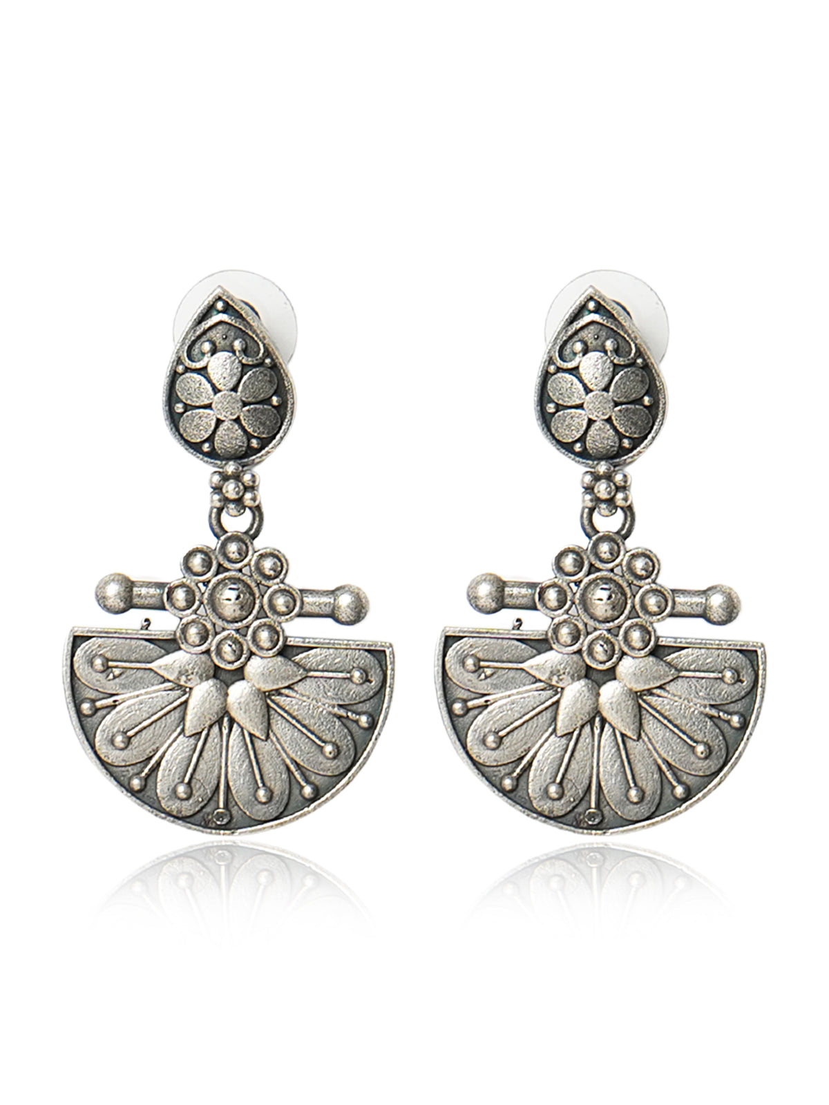 Floral Half Moon Drop Earrings