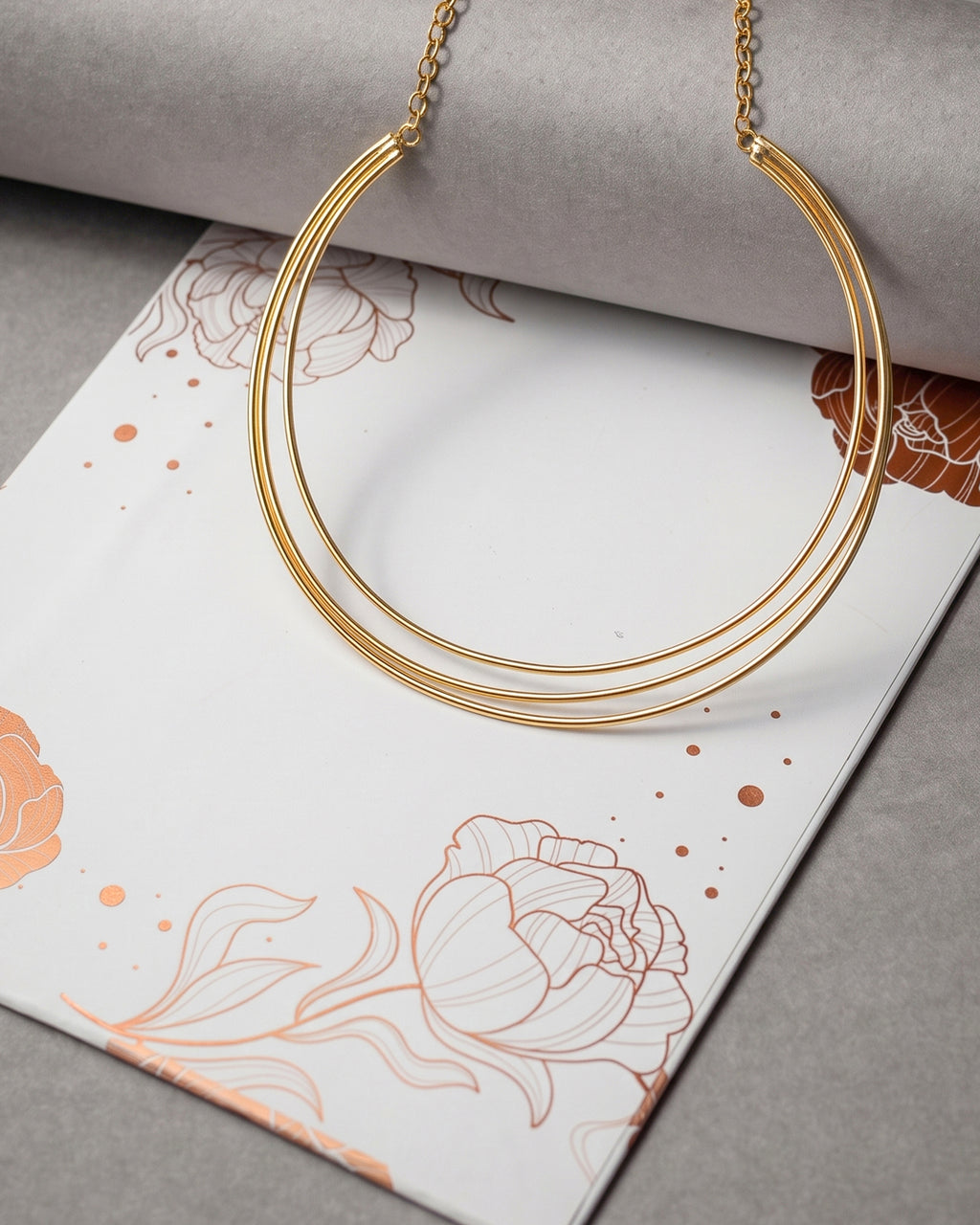Gold-Tone Triple Layer Minimal Necklace